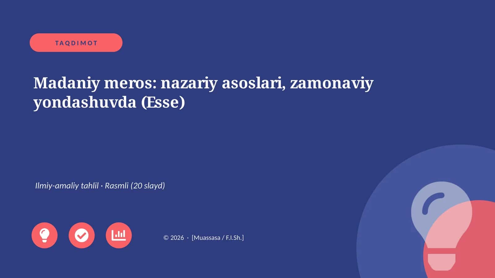 Madaniy meros: nazariy asoslari, zamonaviy yondashuvda (Esse)