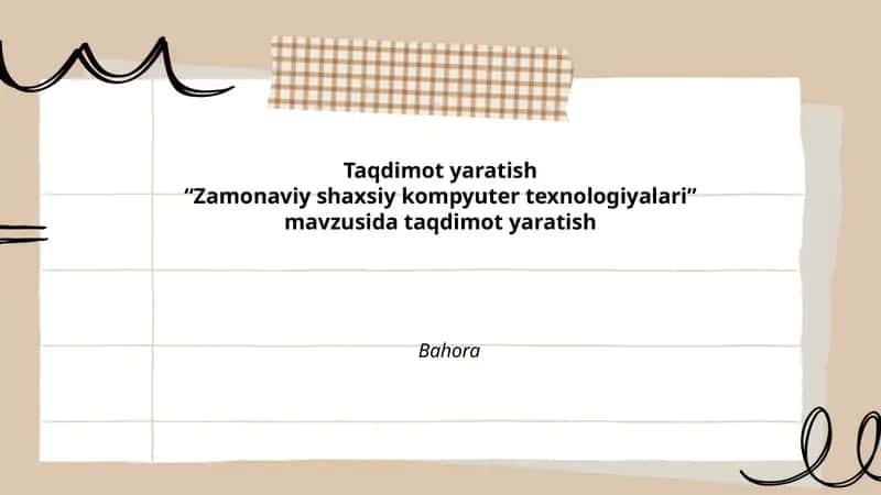 Zamonaviy shaxsiy kompyuter texnologiyalari taqdimoti