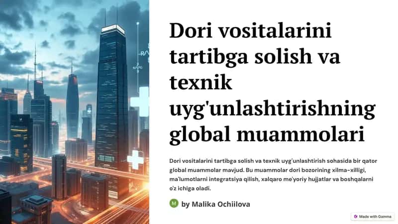 Dori vositalarini tartibga solish va texnik uyg'unlashtirishning global muammolari