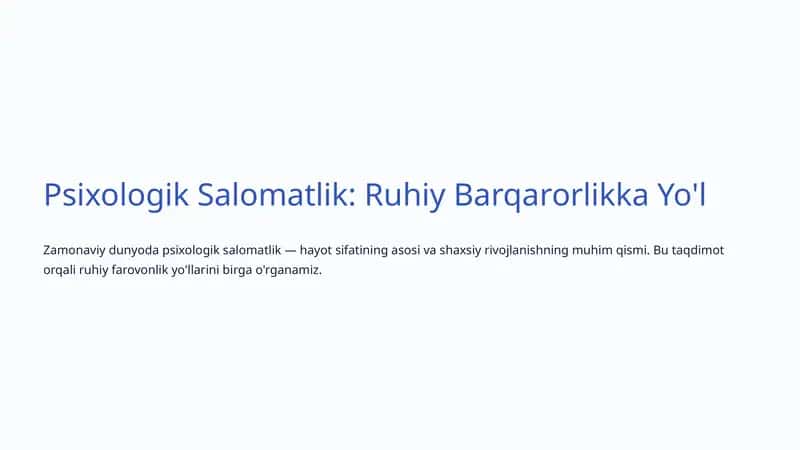 Psixologik Salomatlik