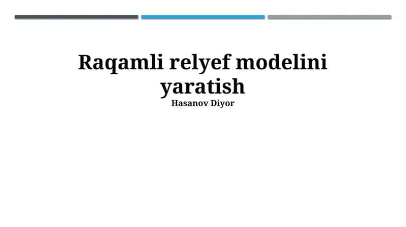 Raqamli Relyef Modelini Yaratish