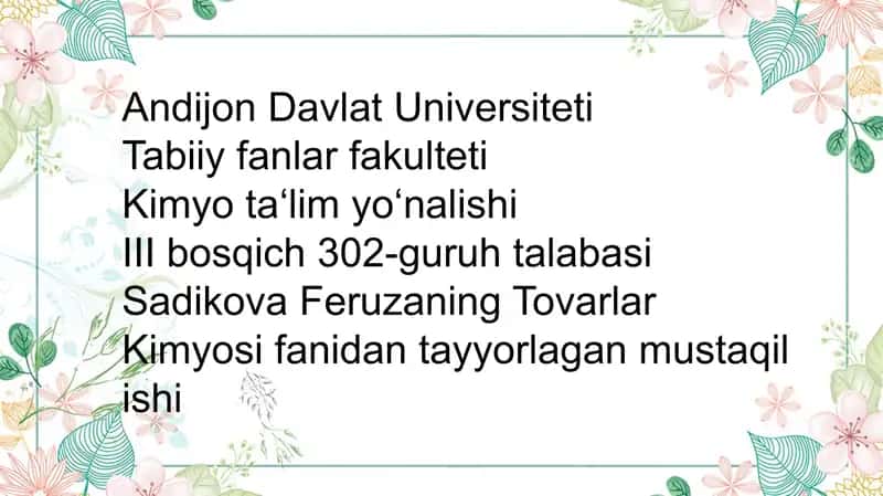 Baliq va qayta ishlangan baliq mahsulotlari