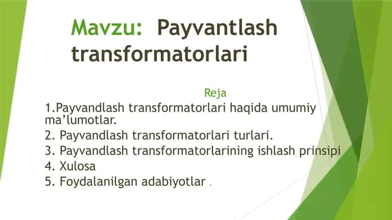Payvantlash transformatorlari.