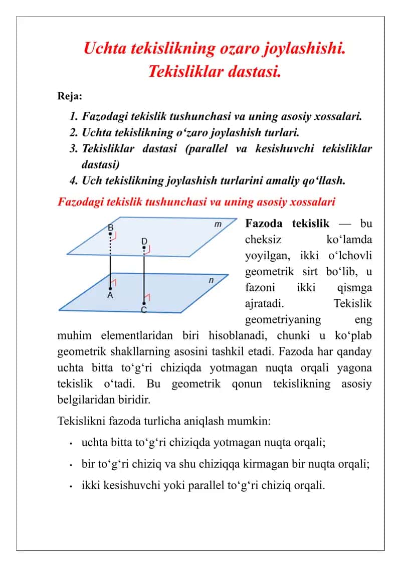 Fazoda Tekisliklar