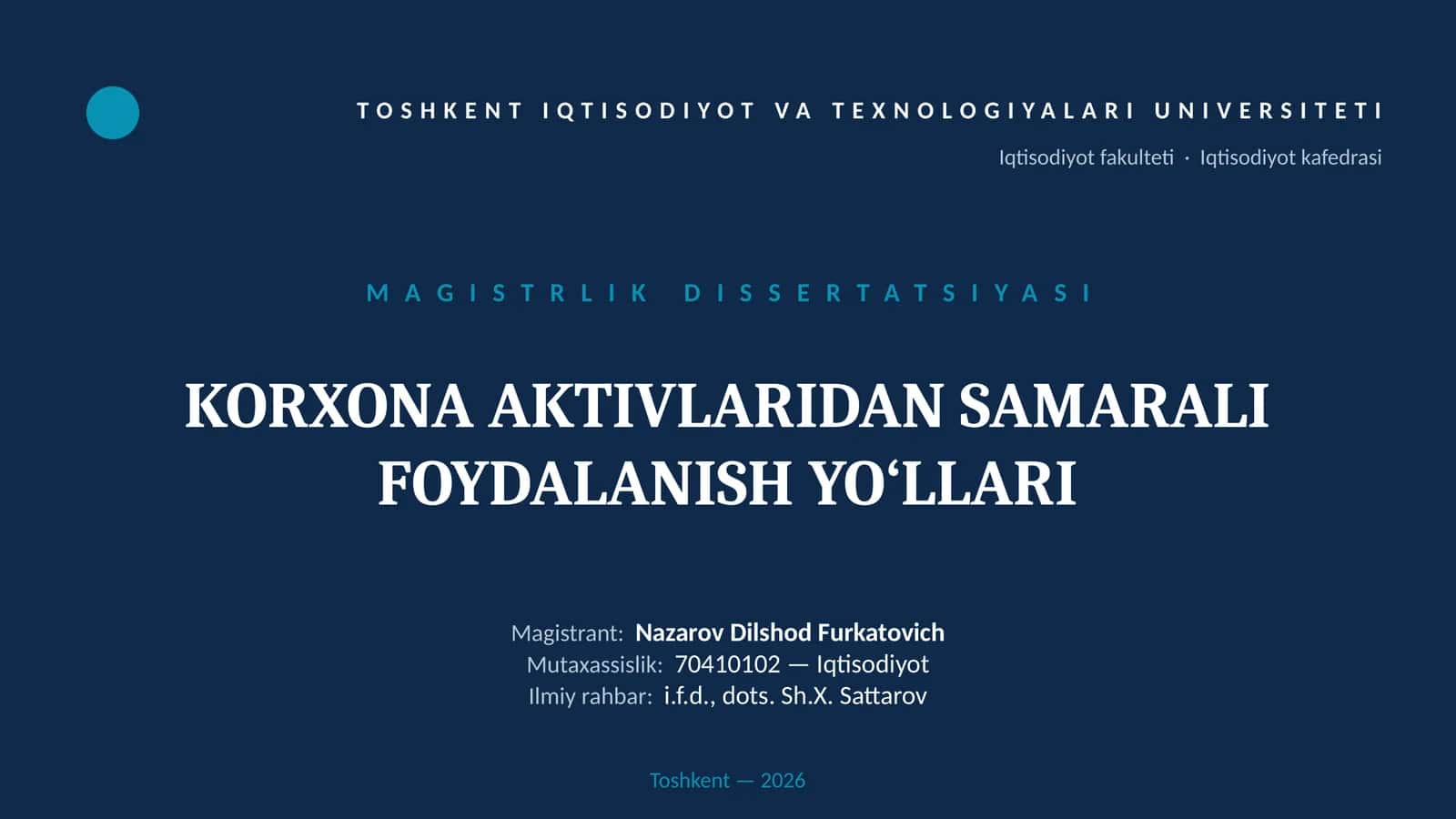 MAGISTRLIK DISSERTATSIYASI
