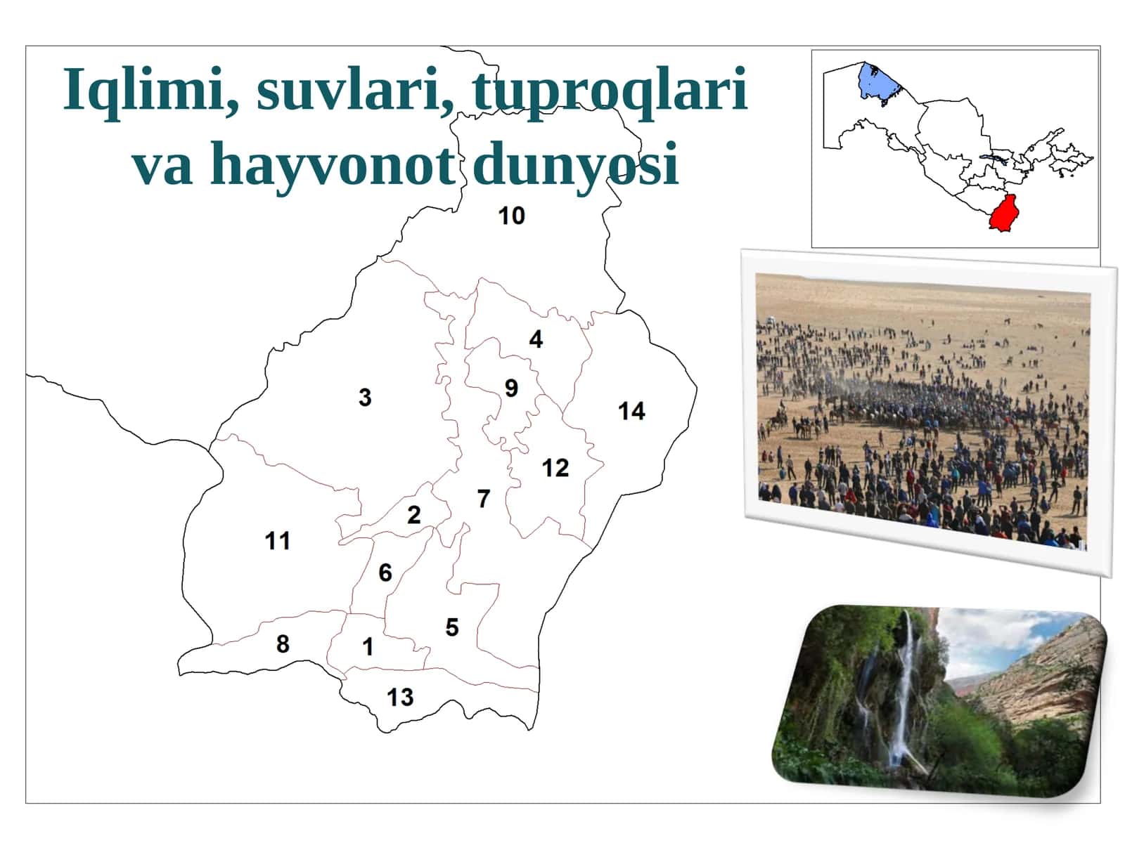 Iqlimi, suvlari, tuproqlari va hayvonot dunyosi