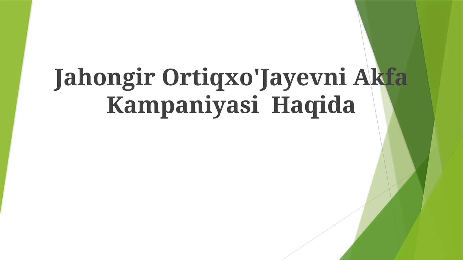 Jahongir Ortiqxo'Jayevni Akfa Kampaniyasi Haqida