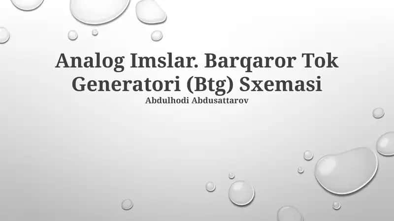 Analog Imslar. Barqaror Tok Generatori (Btg) Sxemasi