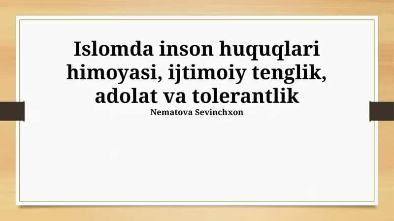 Islomda inson huquqlari himoyasi