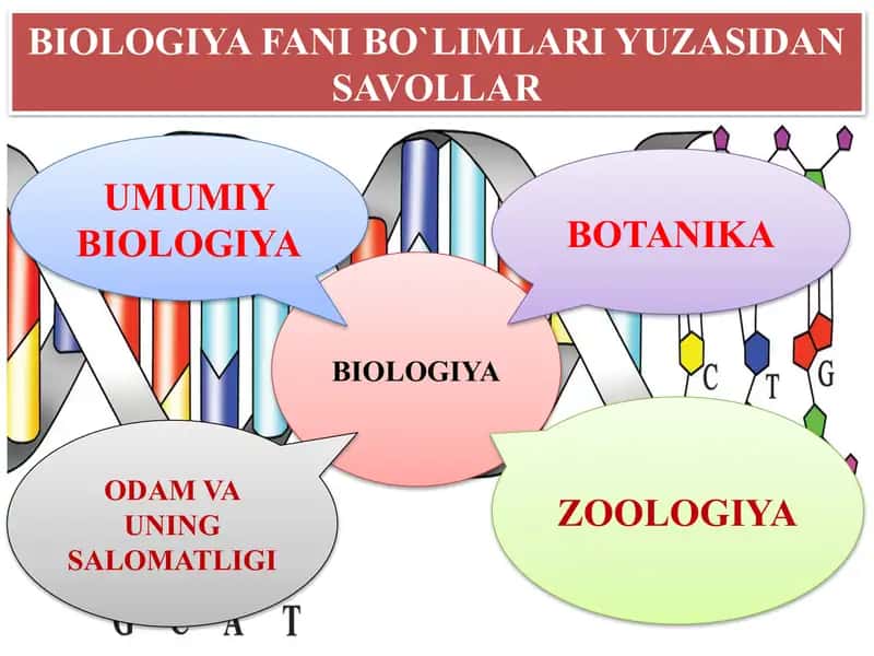 BIOLOGIYA FANI BO`LIMLARI YUZASIDAN SAVOLLAR