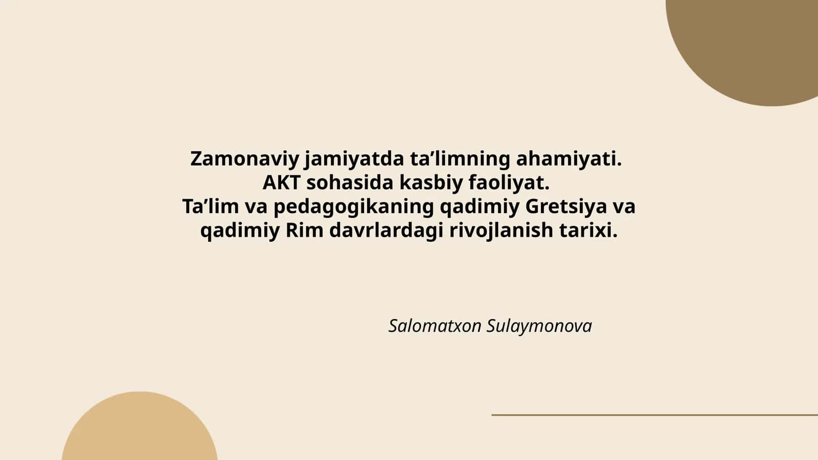 Ta’lim va pedagogikaning qadimiy Gretsiya va qadimiy Rim davrlardagi rivojlanish tarixi