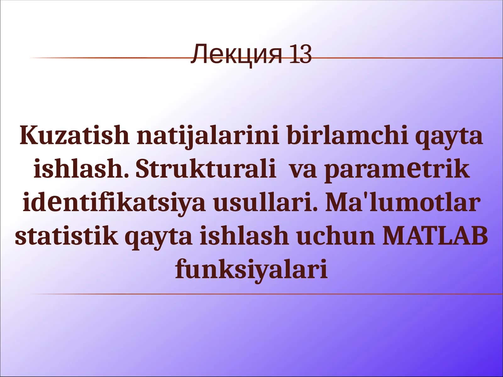 Ma'lumotlarni Statistik Qayta Ishlash