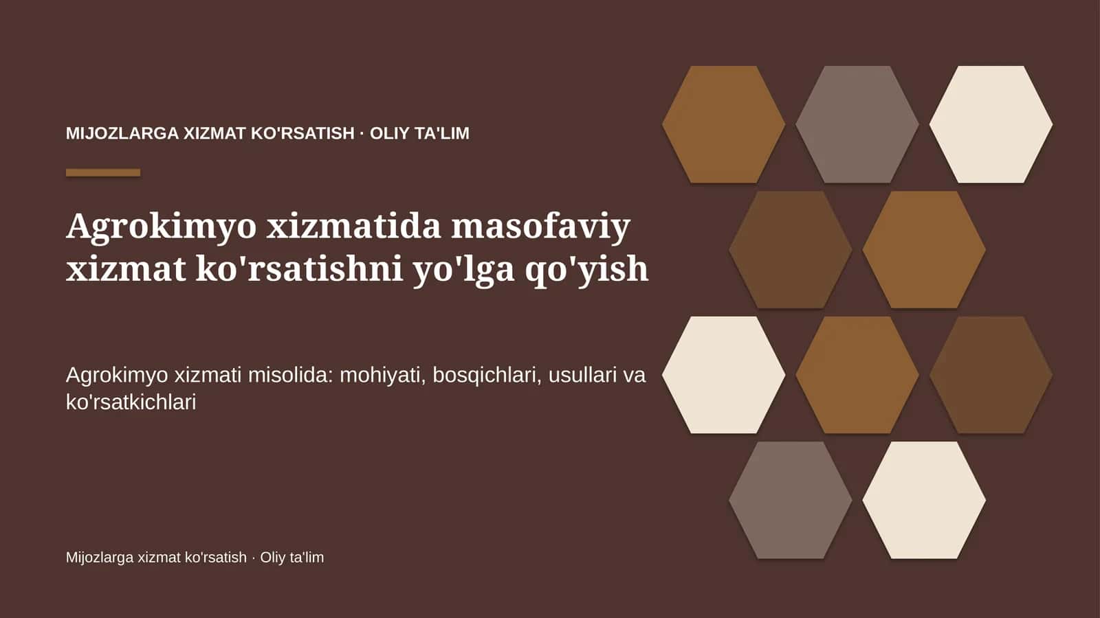 Agrokimyo xizmatida masofaviy xizmat ko'rsatishni yo'lga qo'yish
