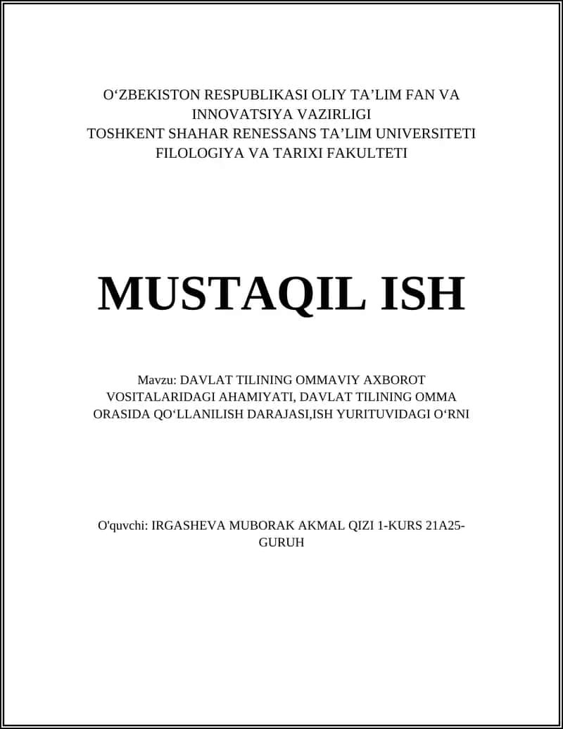 DAVLAT TILINING OMMAVIY AXBOROT VOSITALARIDAGI AHAMIYATI