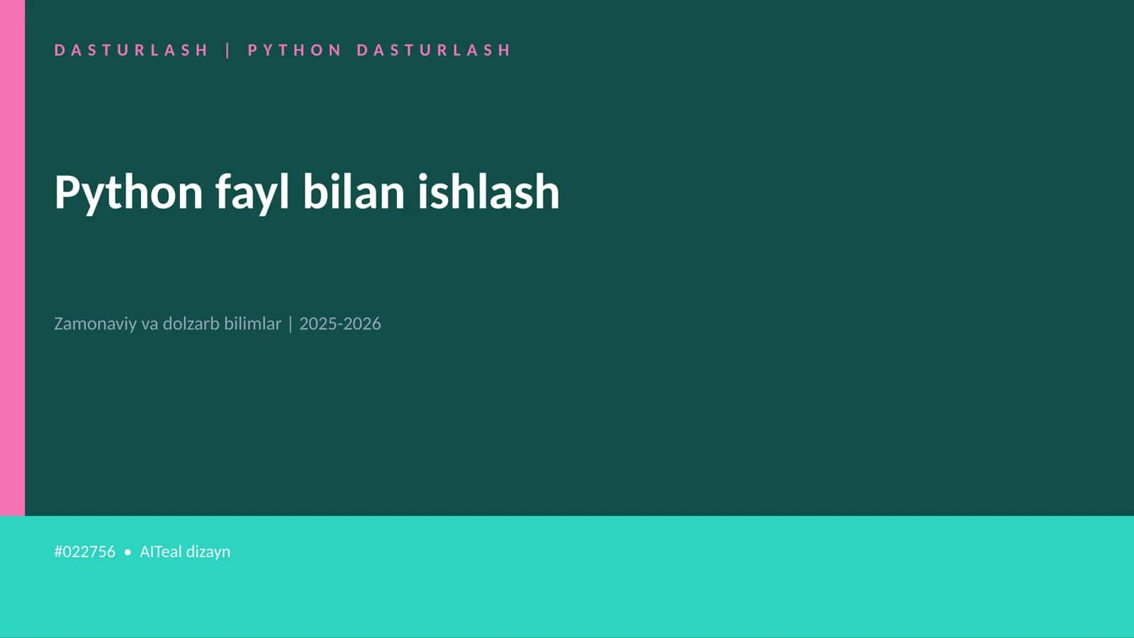 PYTHON DASTURLASH