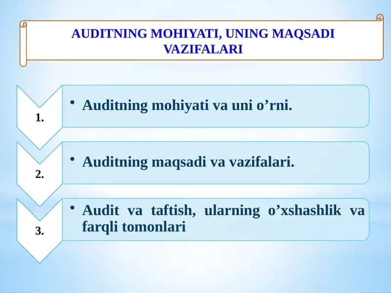 Auditning mohiyati va vazifalari