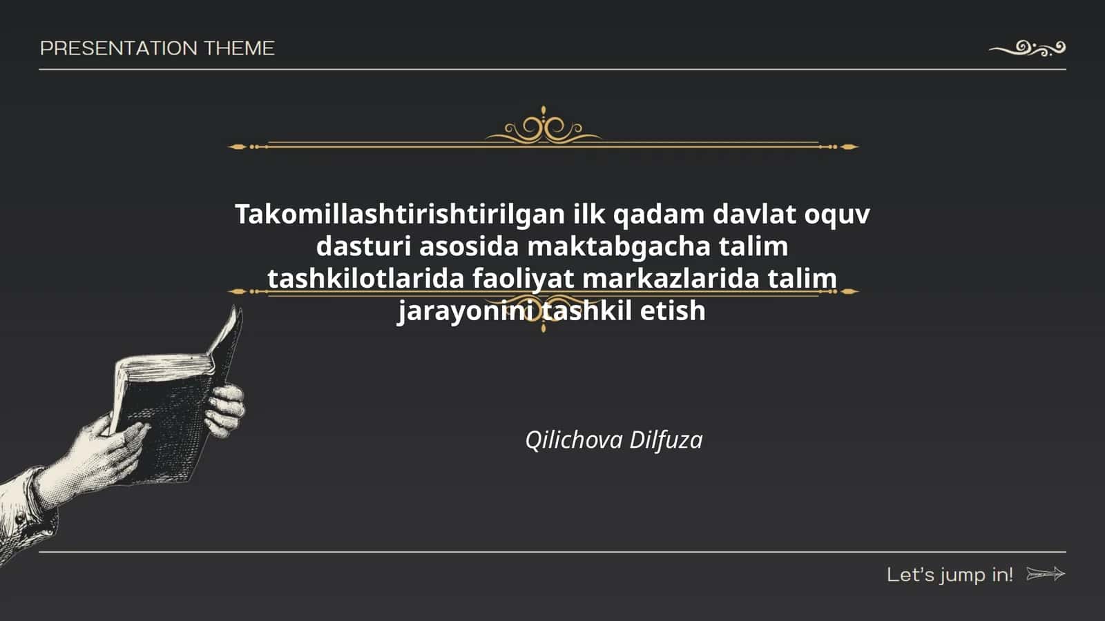 Takomillashtirishtirilgan ilk qadam davlat oquv dasturi asosida maktabgacha talim tashkilotlarida faoliyat markazlarida talim jarayonini tashkil etish