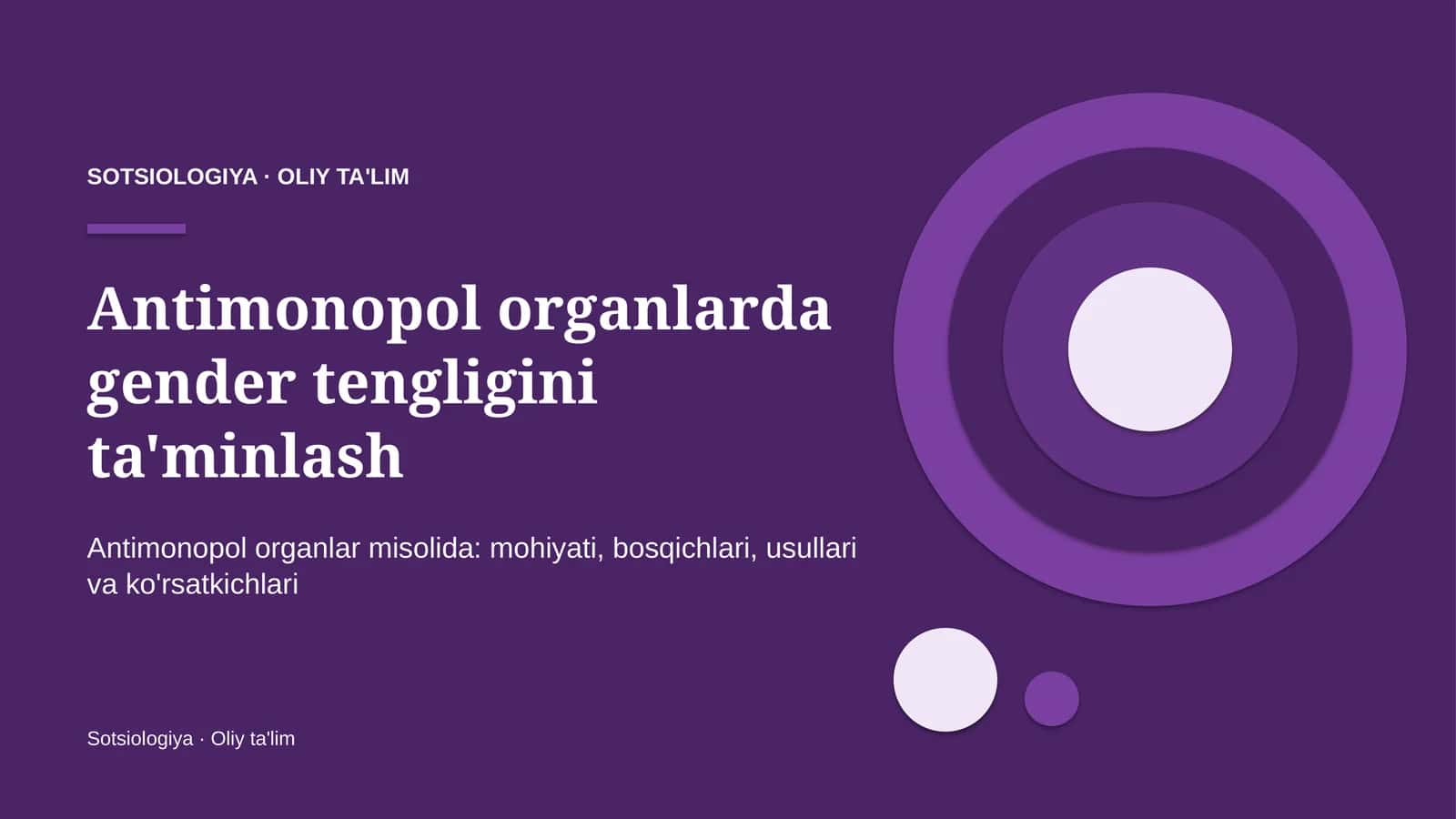 Antimonopol organlarda gender tengligini ta'minlash