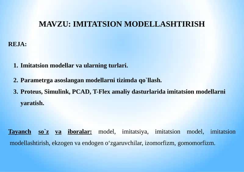 IMITATSION MODELLASHTIRISH