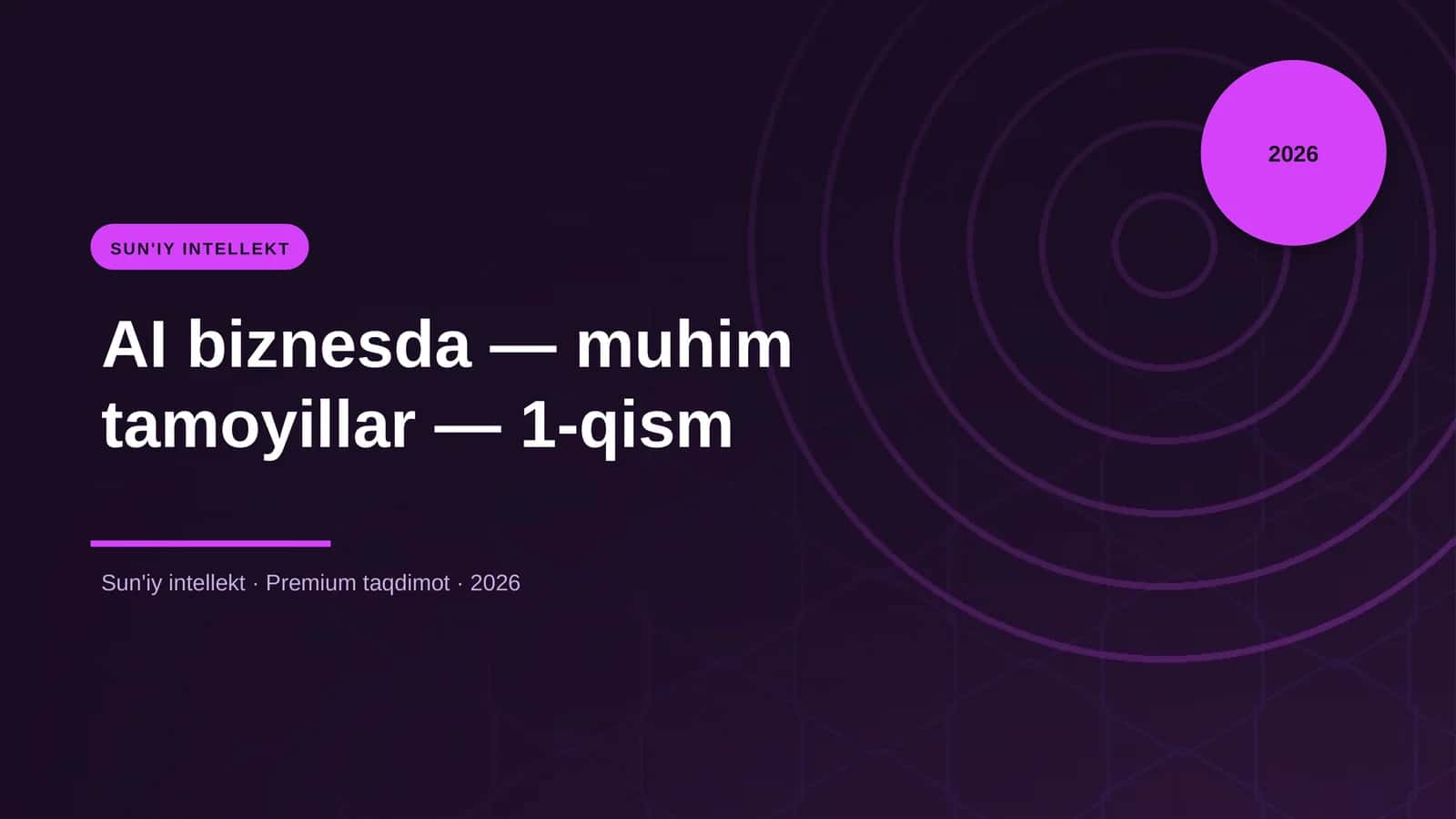 AI biznesda — muhim tamoyillar — 1-qism
