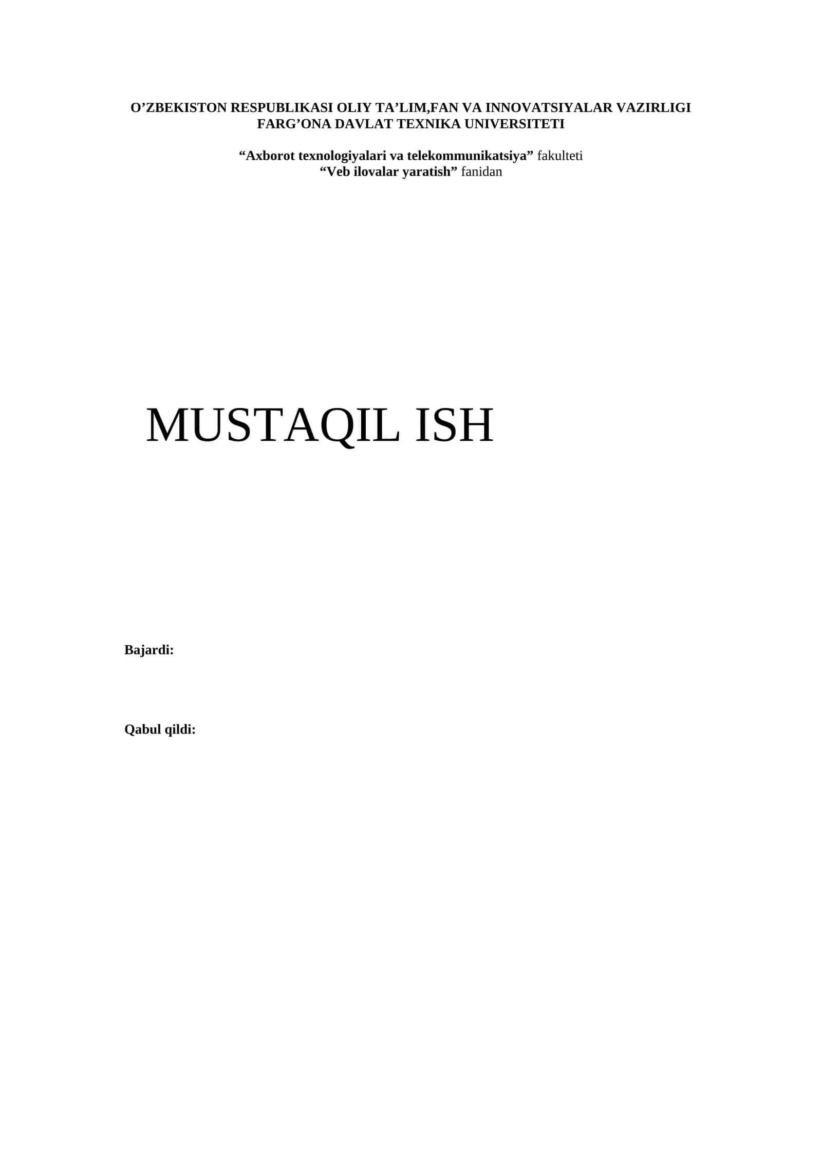 TATUFF DASTURLASH MASALALAR PLATFORMASI SAYTINI YASASH