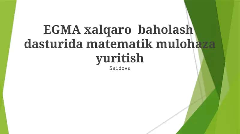 EGMA xalqaro baholash dasturi
