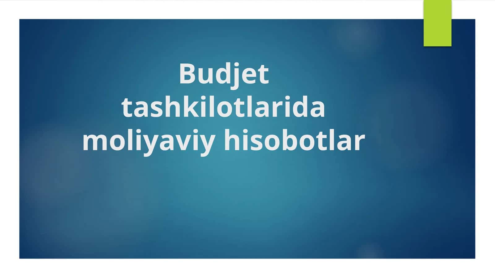 Budjet tashkilotlarida moliyaviy hisobotlar
