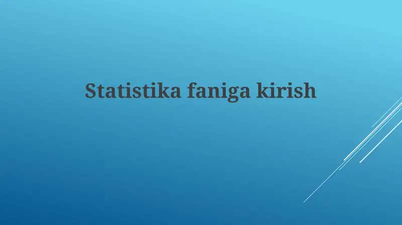 Statistikafanigakirish