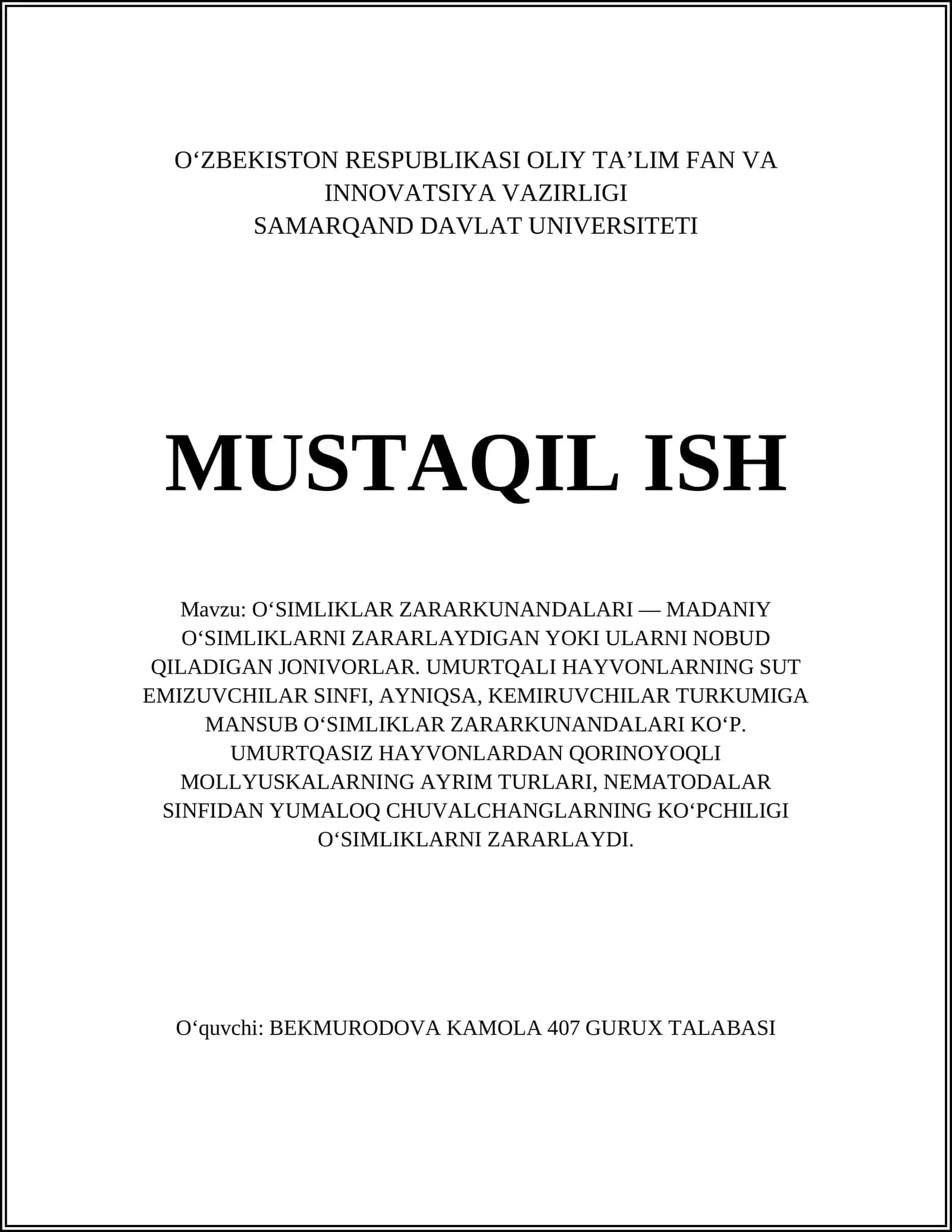 O'simliklar zararkunandalari turlari