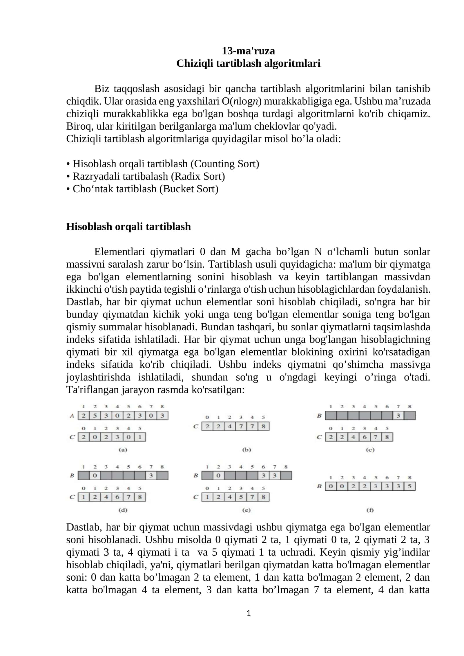 Chiziqli tartiblash algoritmlari