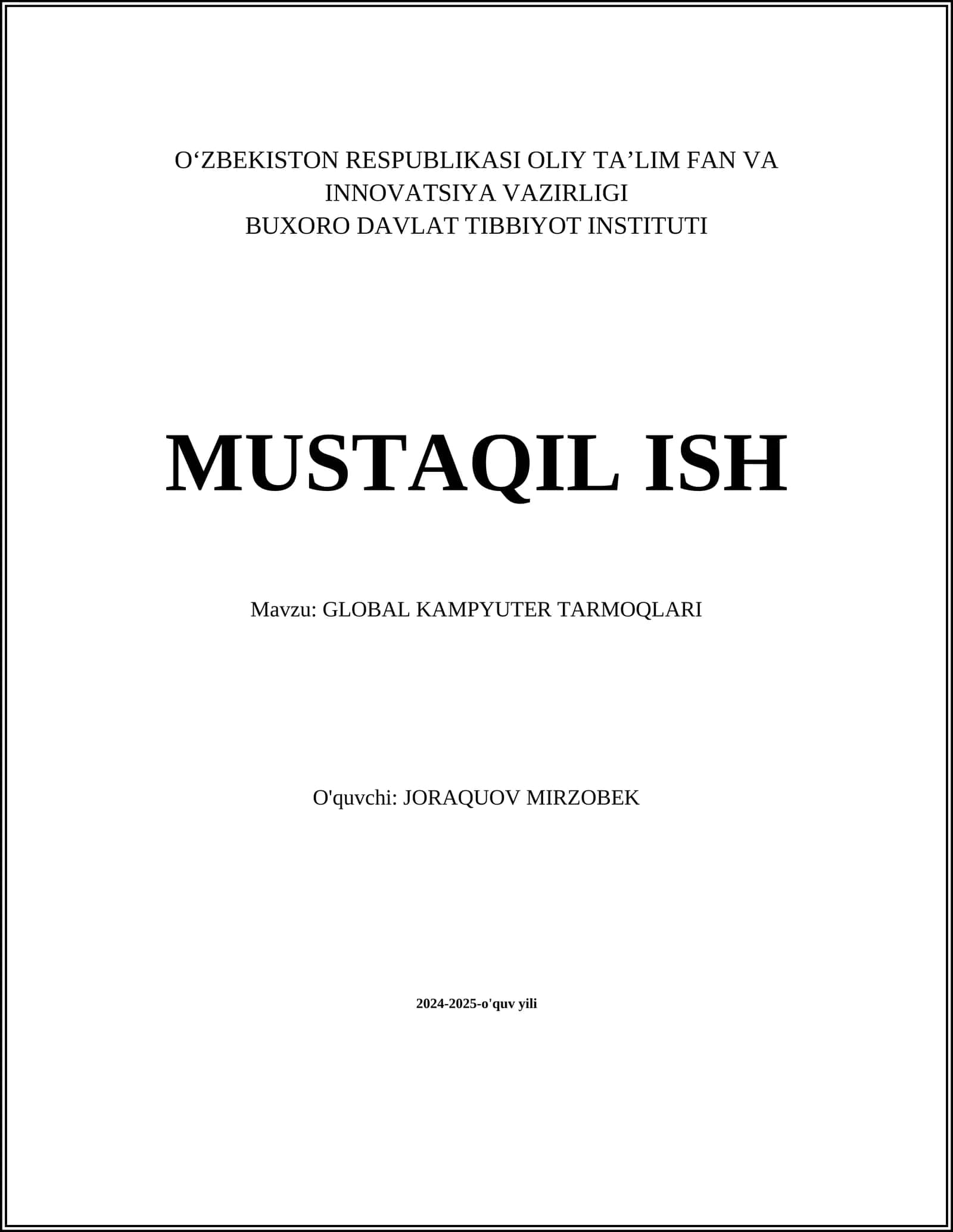 GLOBAL KAMPYUTER TARMOQLARI