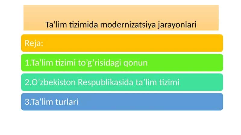 Ta’lim tizimida modernizatsiya jarayonlari