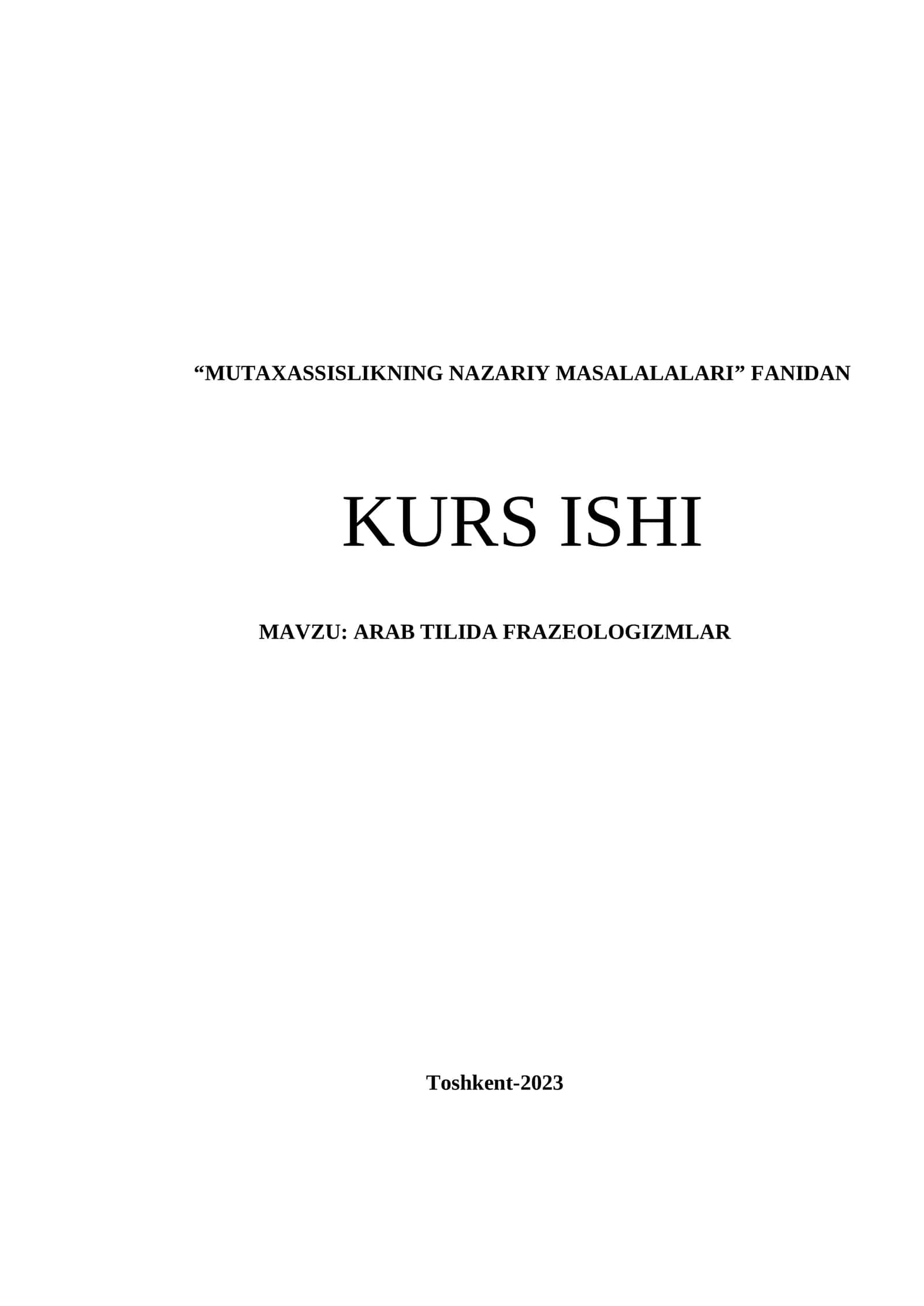 KURS ISHI Arab tilida frazeologizmlar
