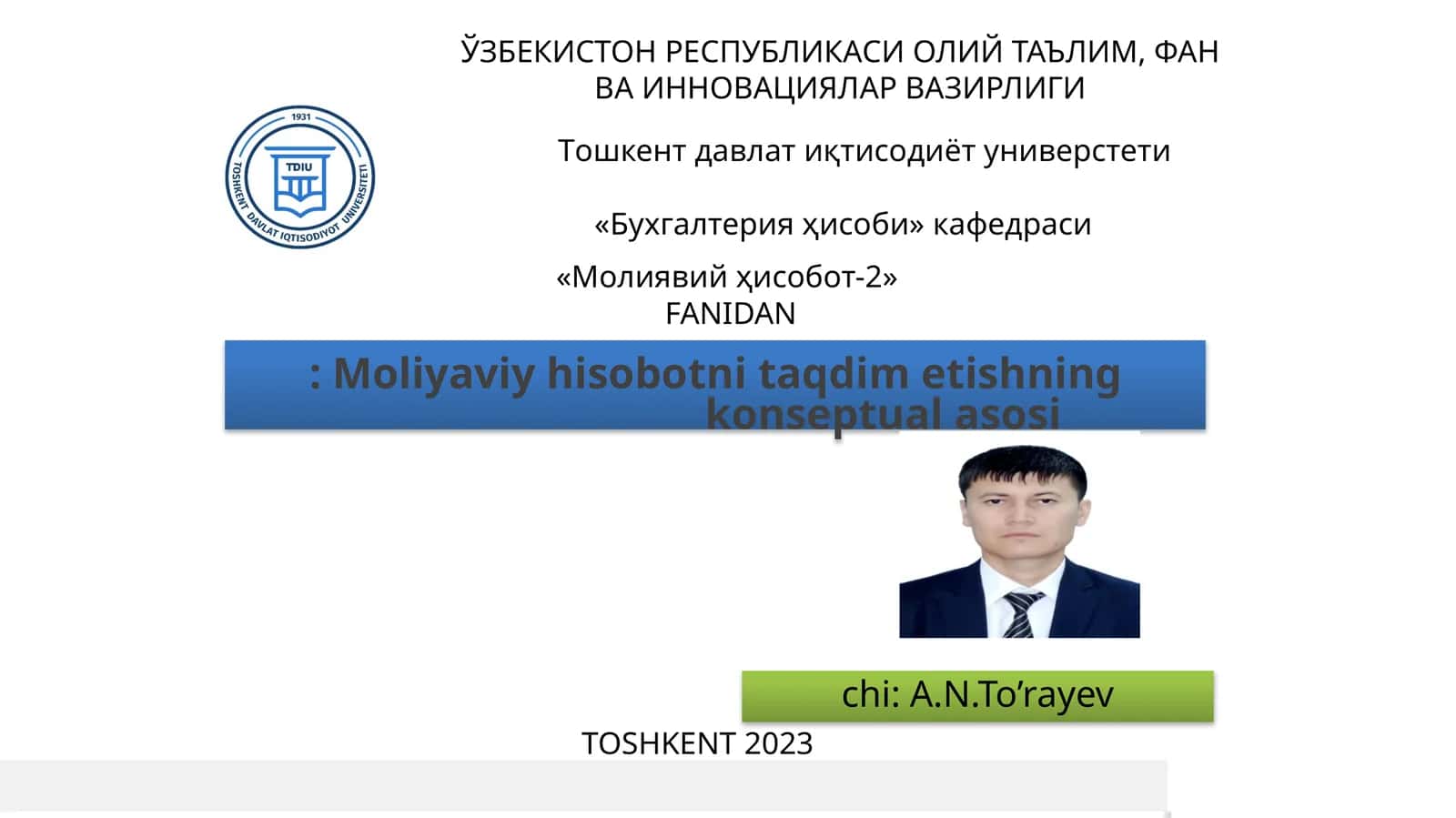 Moliyaviy hisobotni taqdim etishning konseptual asosi