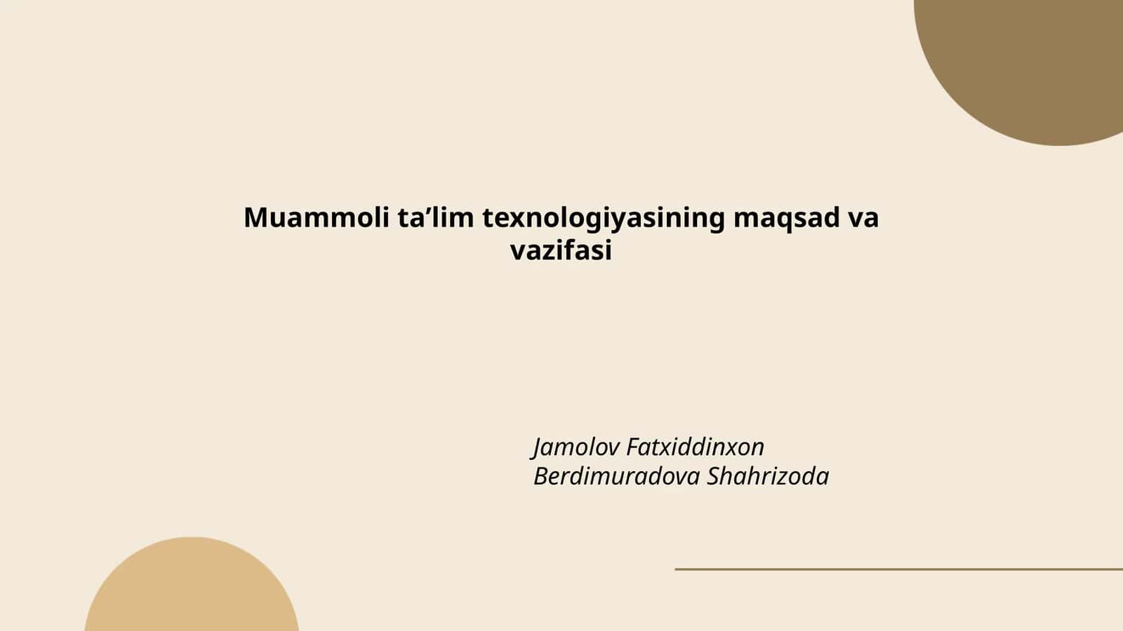 Muammoli taʼlim texnologiyasining maqsad va vazifasi