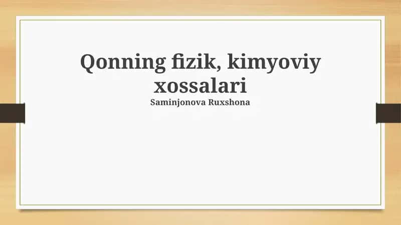 Qonning fizik, kimyoviy xossalari