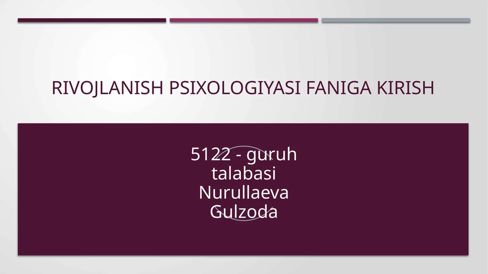 Rivojlanish psixologiyasi faniga kirish