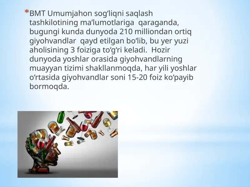 Giyohvandlikning inson organizmiga ta'siri