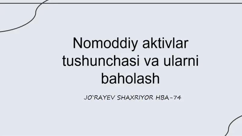 Nomoddiy Aktivlar hisobi
