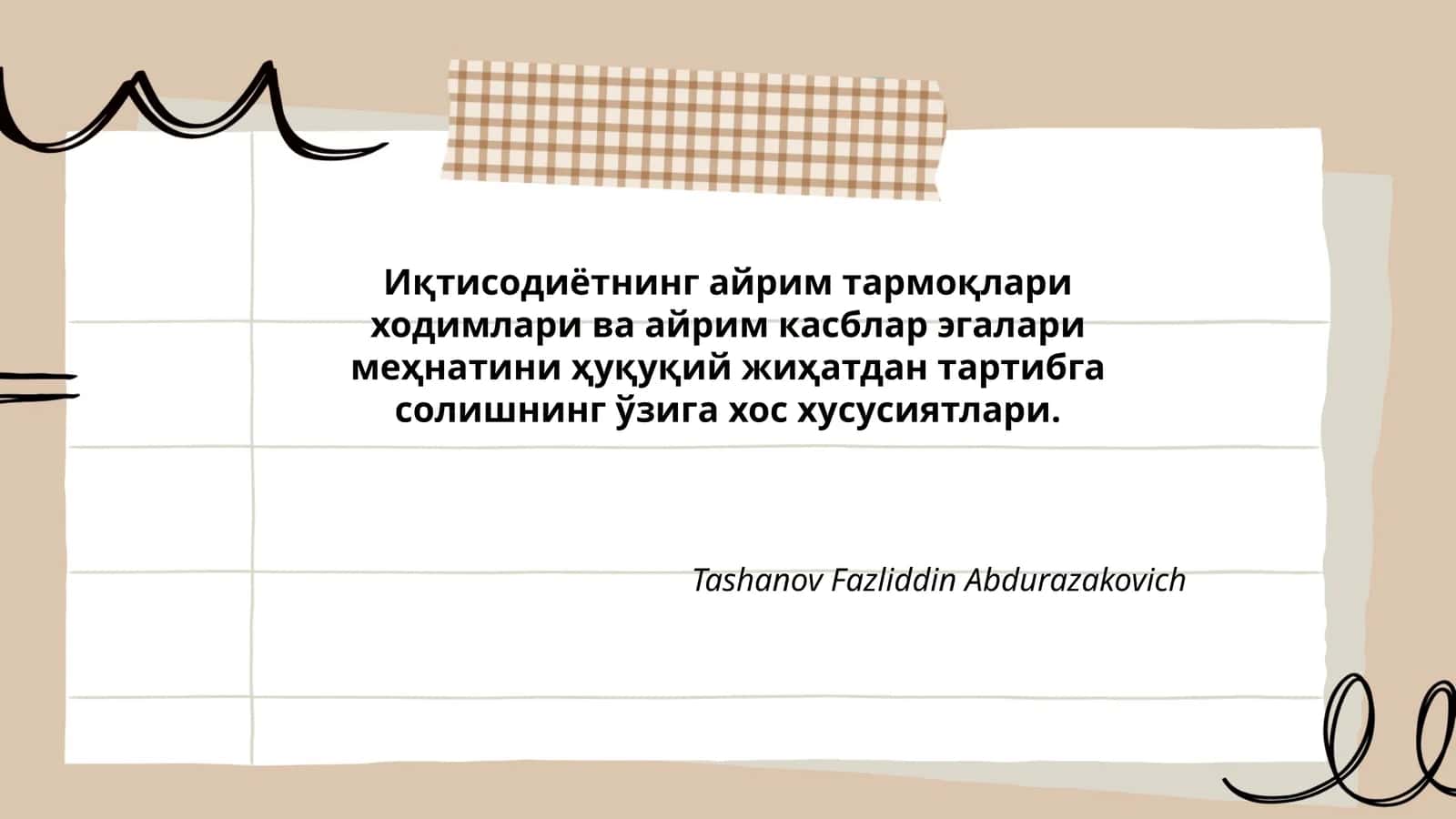 Tashanov Fazliddin Abdurazakovich