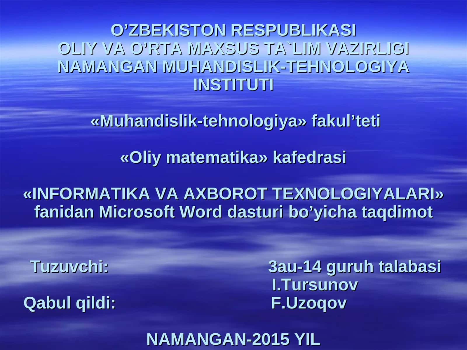 Microsoft Word dasturi taqdimoti