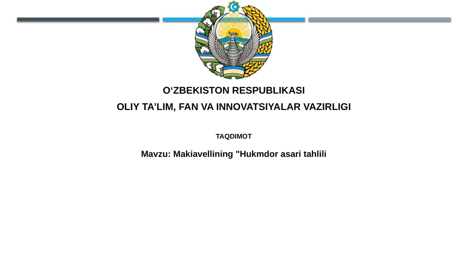 Makiavellining "Hukmdor"ga tahlili