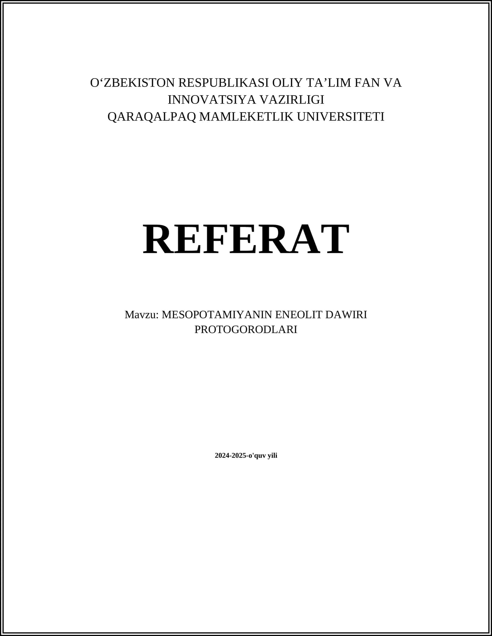 MESOPOTAMIYANIN ENEOLIT DAWIRI PROTOGORODLARI