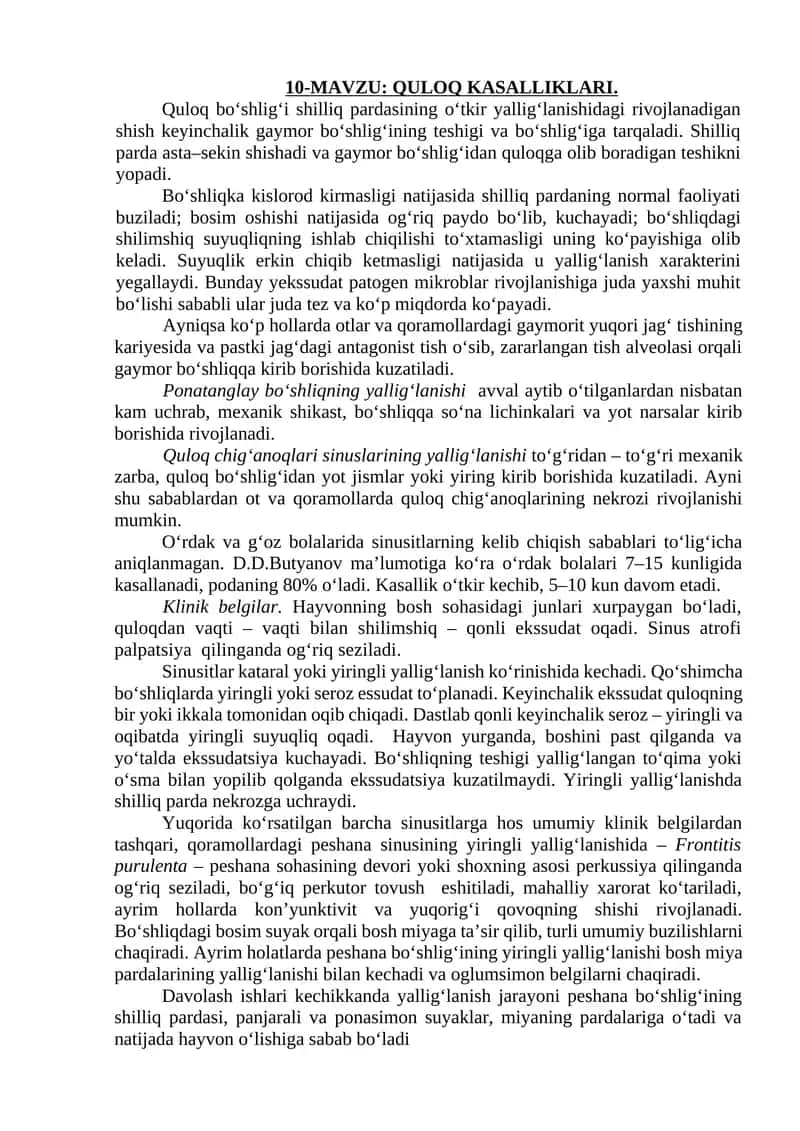 Quloq Kasalliklari
