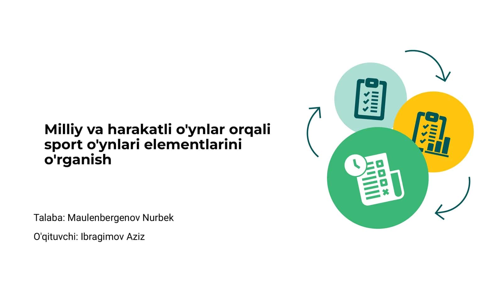 Milliy va harakatli o'ynlar orqali sport o'ynlari elementlarini o'rganish