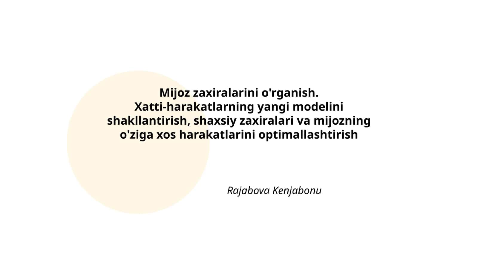 Mijoz zaxiralarini o'rganish
