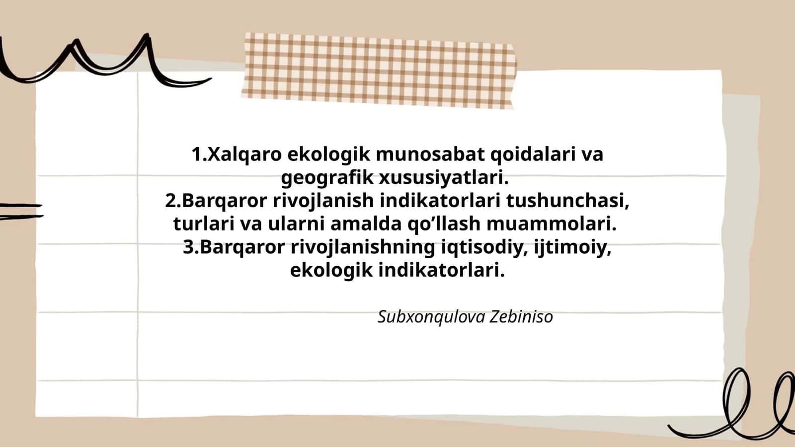 Xalqaro ekologik munosabat qoidalari va geografik xususiyatlari