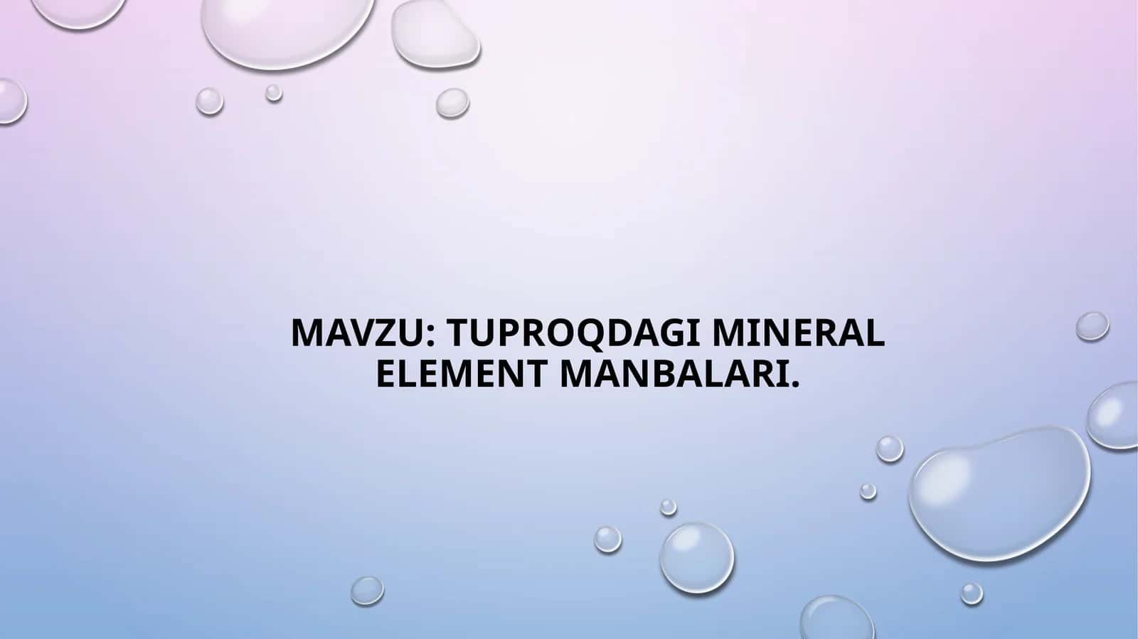 Tuproqda mineral element manbalari