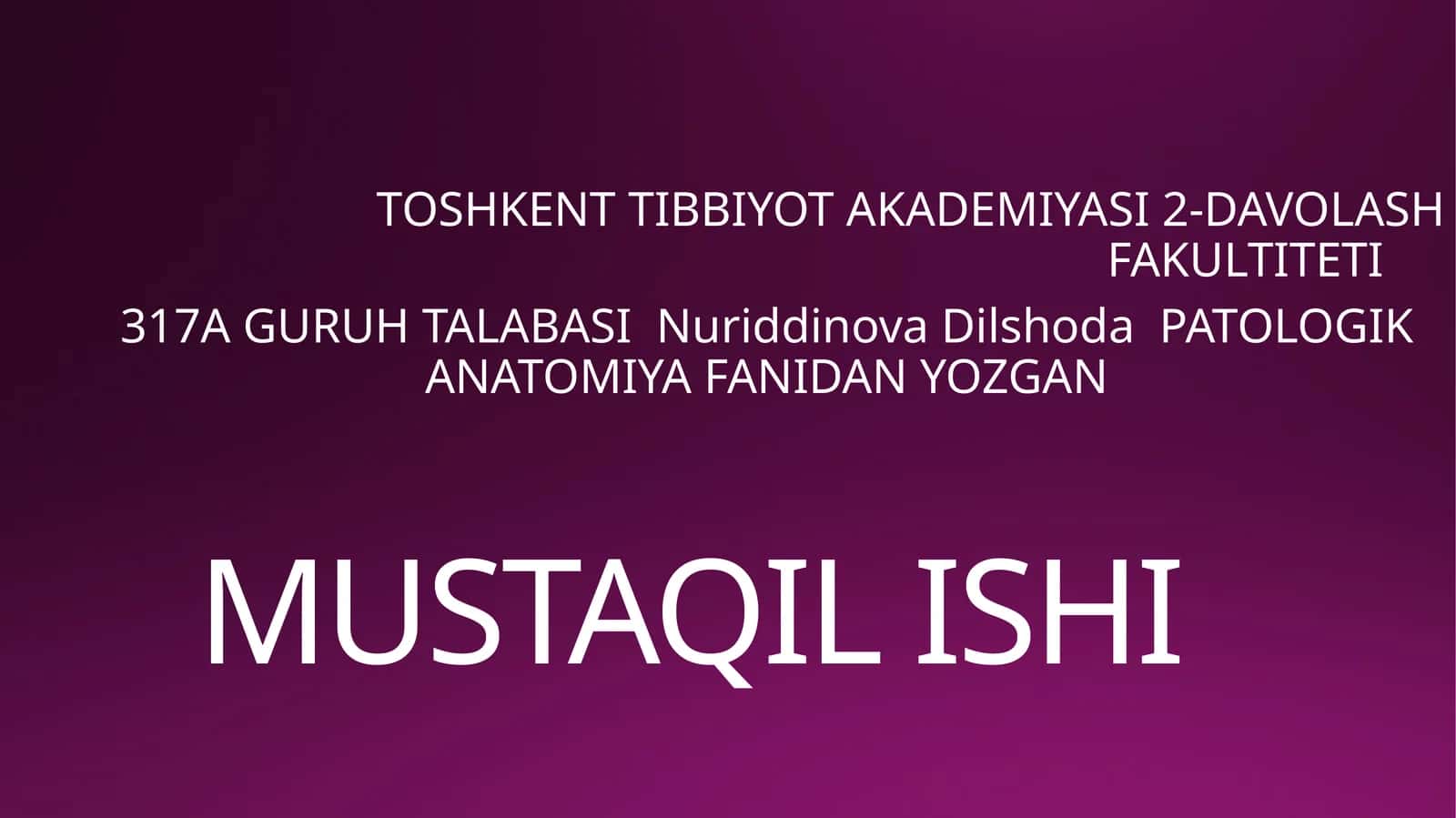 INFEKSION KASALLIKLARNI DIAGNOSTIKA USULLARI