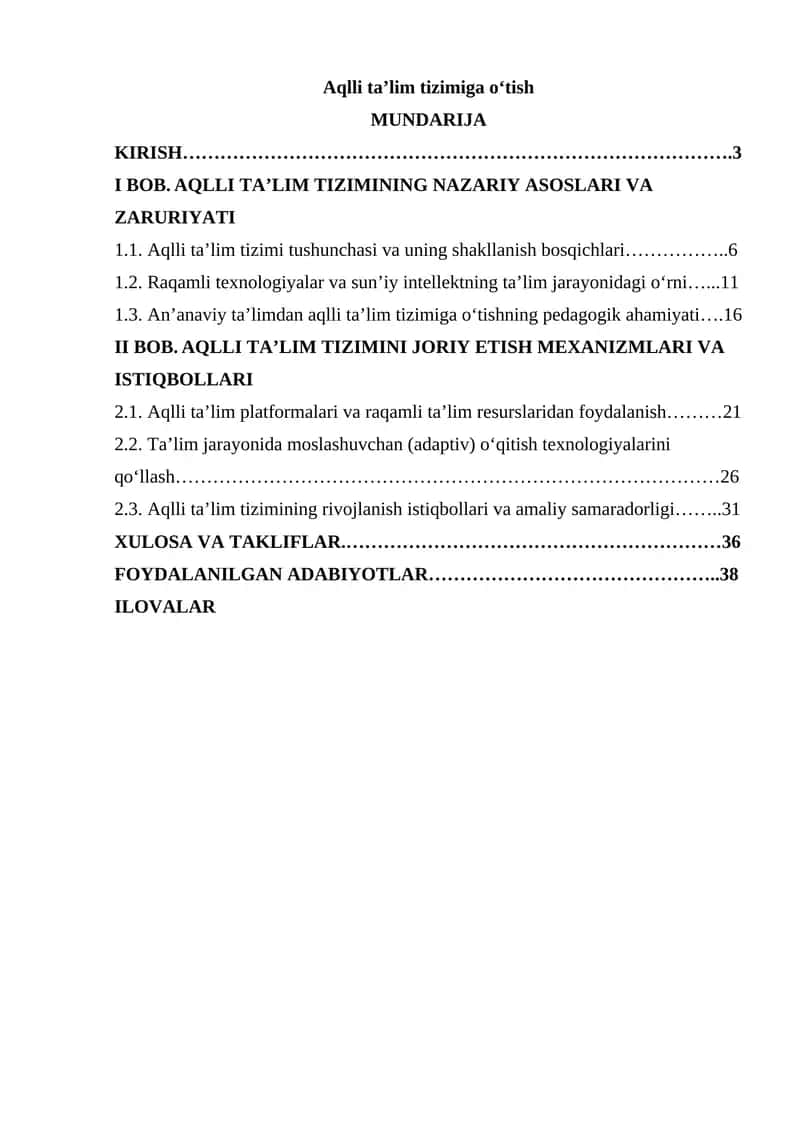Aqlli ta’lim tizimiga oʻtish